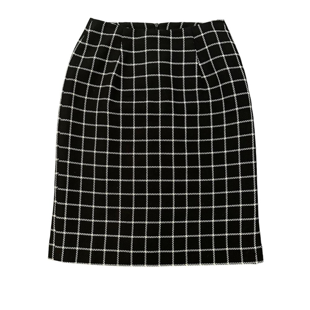 Nina McLemore black & white knit pencil skirt size 2